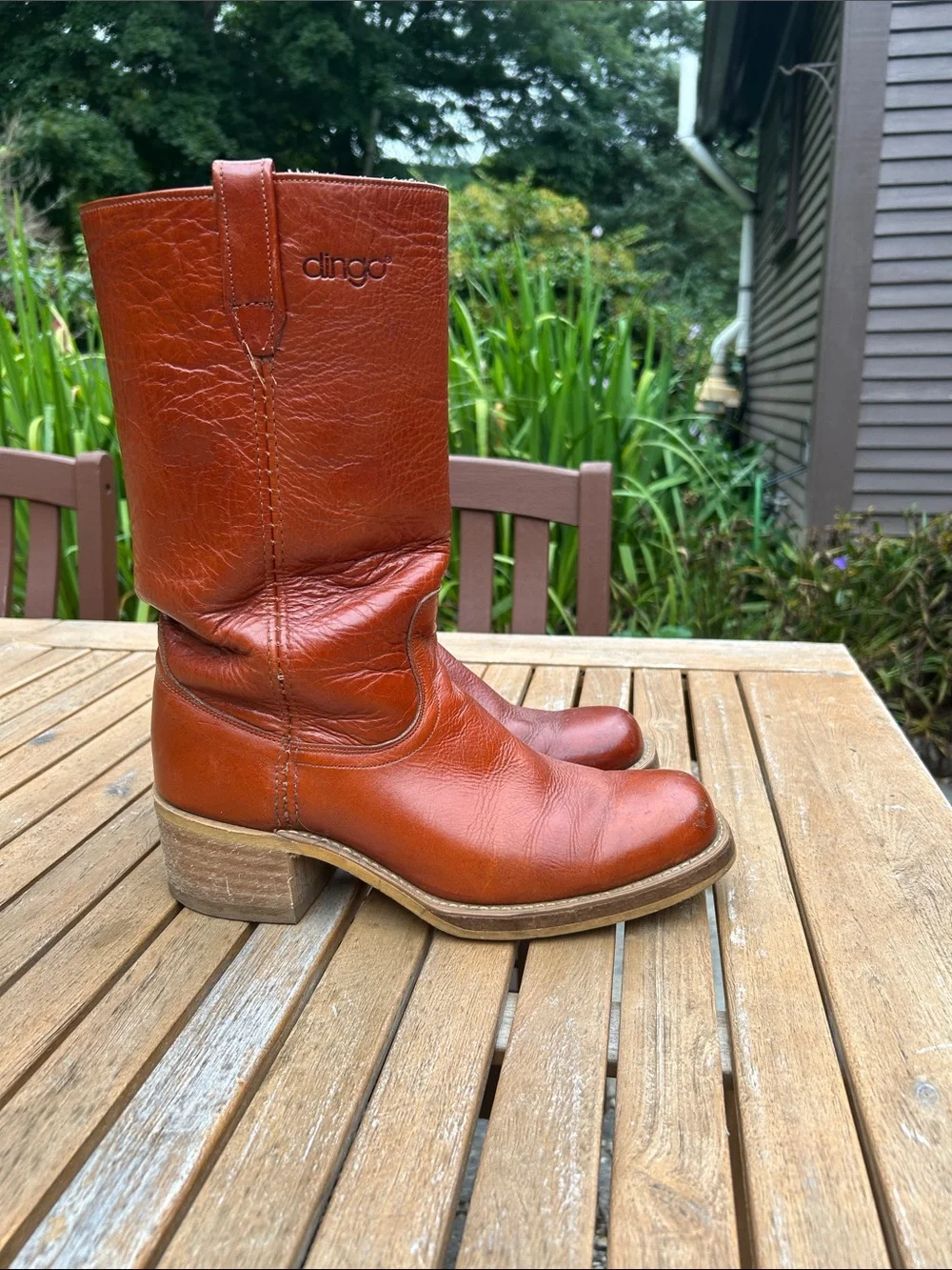 Dingo Vintage Men's Campus Leather Boots - Chestnut Brown